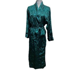 Vintage Victoria Secret full length oversized emerald green silky robe small